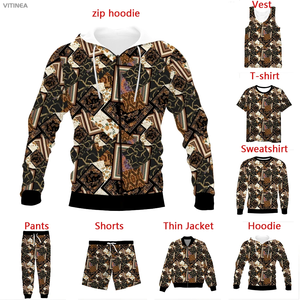 

Vitinea New 3D Print Chain Paisley Flowers T-shirt/Sweatshirt/Zip Hoodies/Thin Jacket/Pants Four Seasons Casual A2432