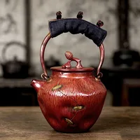 Théière chinoise vintage en cuivre pur épais, grande capacité, bouilloire en cuivre faite à la main, compatible avec les cuisinières électriques en céramique 2