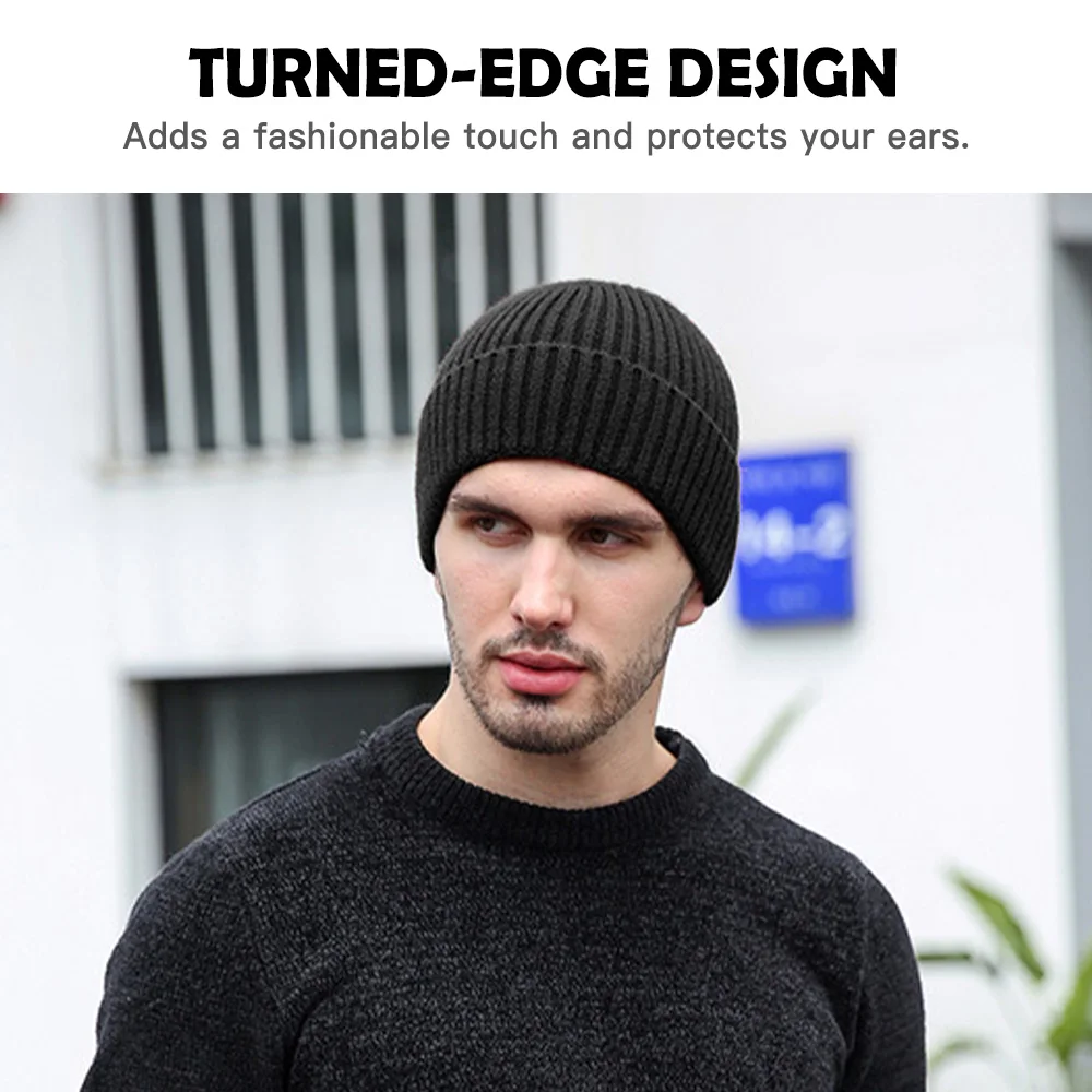 Warm Winter Hats Knit Beanies Breathable & Soft Beanie Hats Color Variety Extended Brim Thick Soft & Stretchy Knit Beanie Hat