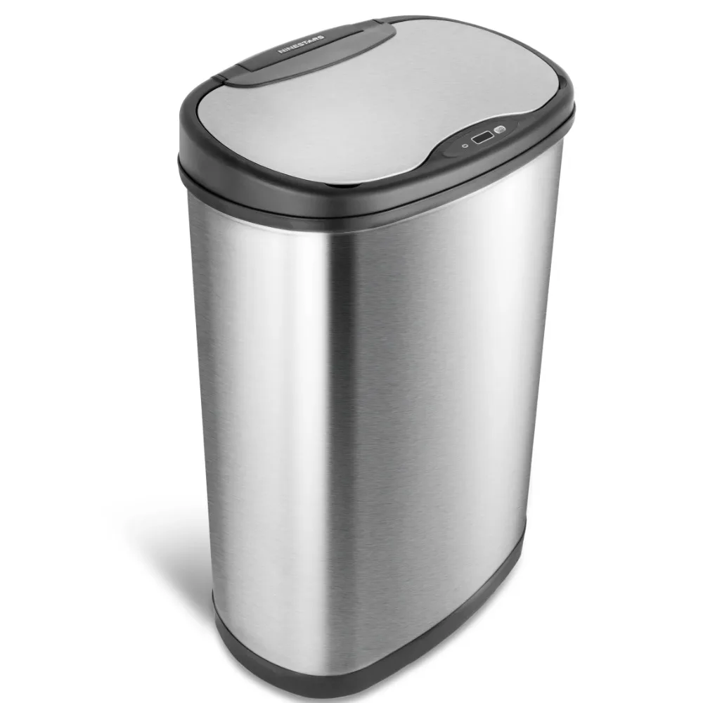 

13.2 Gallon Trash Can Food Waste Stainless Steel Wastebasket Free Shipping Recycle Bin Motion Sensor Kitchen Trash Can Household