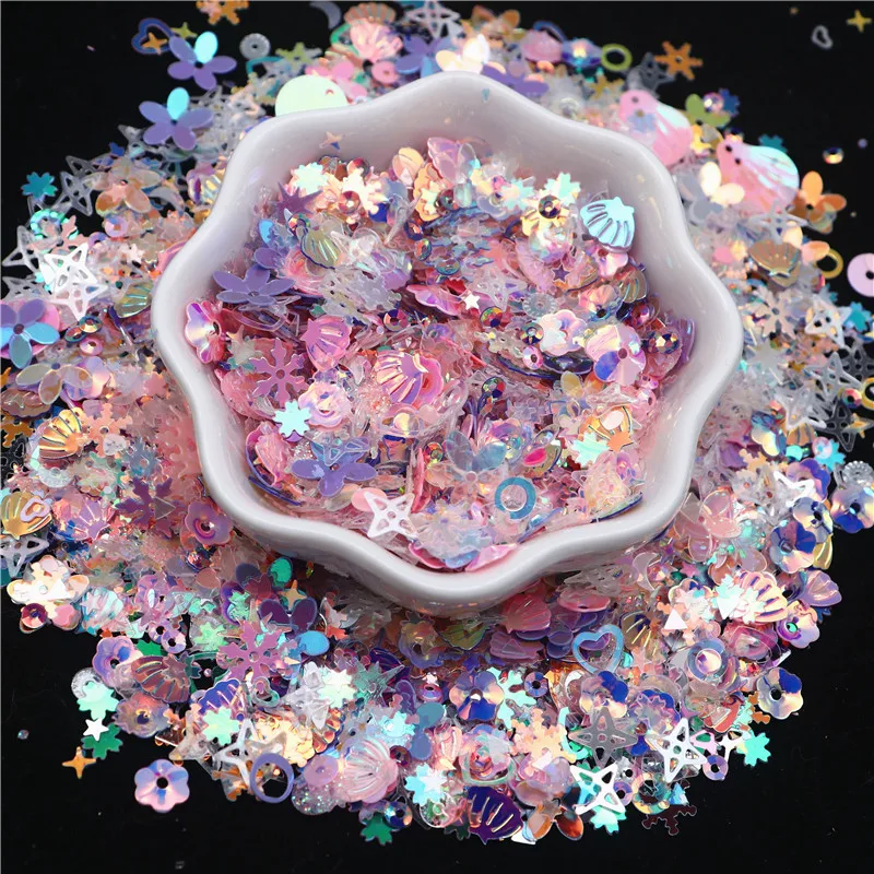 10g/50g Glitter Sequin Mix Star Heart Dot Shape Colorful Loose Sequins for Shaker Card Nail Art Scrapbook Decoration Makeup