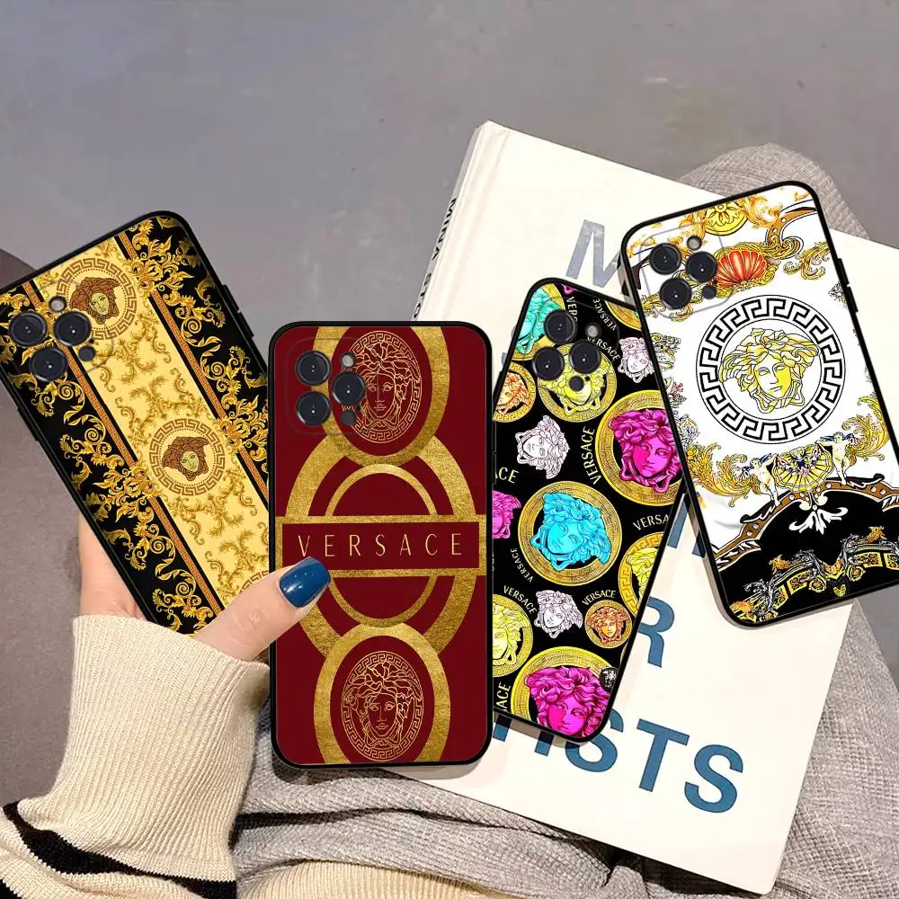 Luxury V-Versace Designer Silicone Phone Case - Black Cover