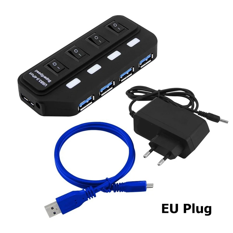 4-Port USB 3.0 Extension Hub for Computers and Laptops