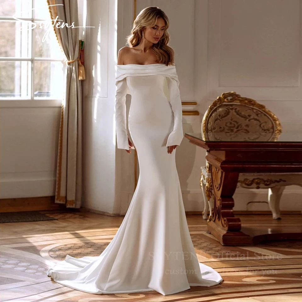 Vestidos De Novia Civil Vestido De Novia De Satu00e9n Con Hombros