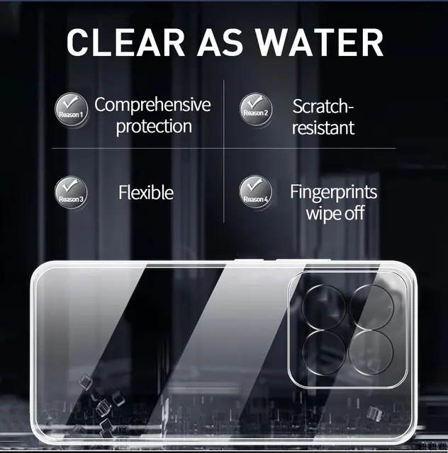  MOOISVS Case for Xiaomi 14 Pro, Hydrophobic, Anti-Fade,  Anti-Fingerprint Shockproof Protective Phone Case Fits Xiaomi 14 Pro,Clear  Black : Cell Phones & Accessories