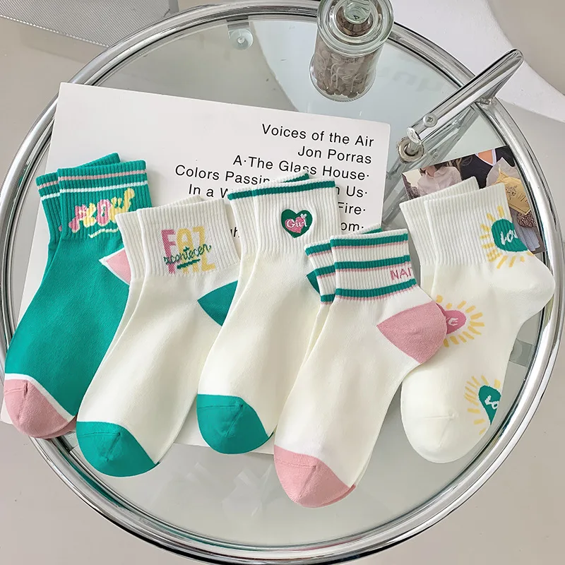 

Green small fresh spring and summer trend everything thin girls low help medium short tube cotton socks
