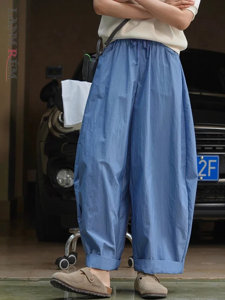 

[LANMREM] Minimalism High Waist Wide Leg Pants For Women Solid Casual Loose Streetwear Trousers Fashion 2024 summer New 26D8724