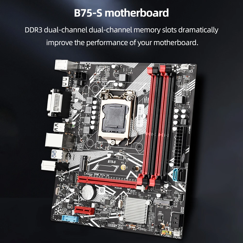 

B75-S Desktops MainBoard PCI-E 16X/1X Desktop PC Motherboard SATA3.0 2.0 5.1 Channel NVME M.2+HDMI-Compatible+VGA+DVI Interface