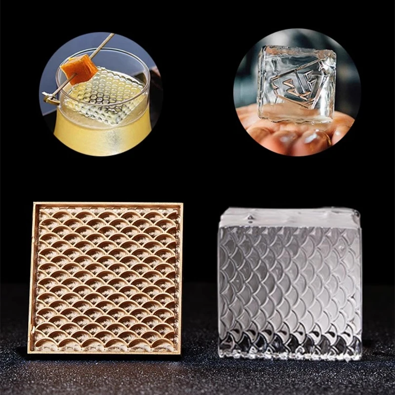Bartender Ice Prints Plate,Ice Scalder,Whiskey Making Tools,Ice Cube Seal, Rapid Formers,Copper Signet,Bar Accessories