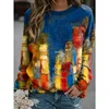 Plus Size 1XL-5XL Women's Fashionable Round Neck Printed Loose Casual Long Sleeved Sports Hoodie
