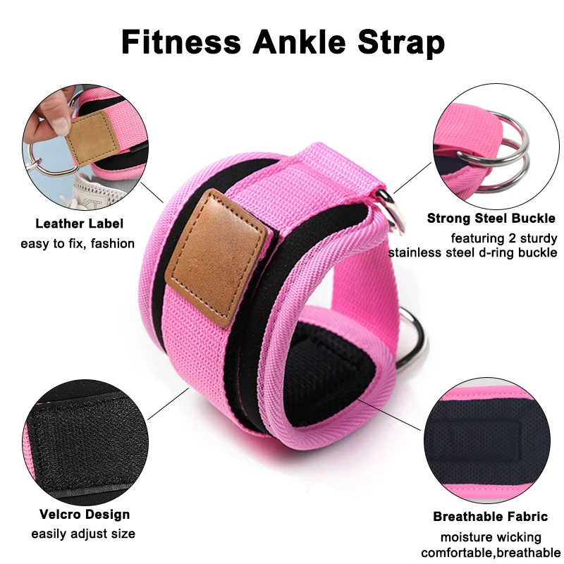 Fitness Ankle Straps Adjustable D-Ring Foot Support Cuffs Gym Leg Strength Workouts Pulley With Buckle Sports Feet Guard ankle support ankle straps fitness ankle straps ankle support brace ankle wrist cuffs boxing foot guards