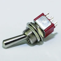 Large Long Handle Mini Toggle Switch 3 Position DPDT Latching Momentary Switch 12MM ON-OFF-ON DPDT MTS-203 6A 125VAC 3