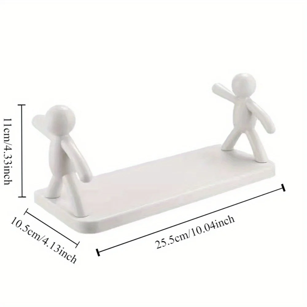 1pc Self-Adhesive Cartoon Figures Supported Plastic Shelf, No-Drill Bathroom Storage Rack, Kitchen Organizer for Spice Jars 6