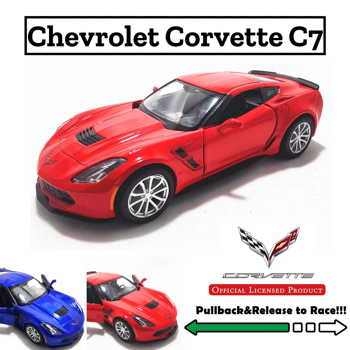 

1:36 Scale Chevrolet Corvette C7 Replica Diecast Model Car Interior Decoration Collection Gift for Boys and Toy Car Collectors