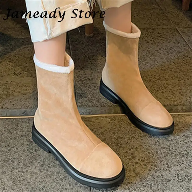 

Thick Bottom Increasing Snow Boots Women Winter Fashion Keep Warm High Heel Platform Ankle Boots Outside Short Botas Concise New