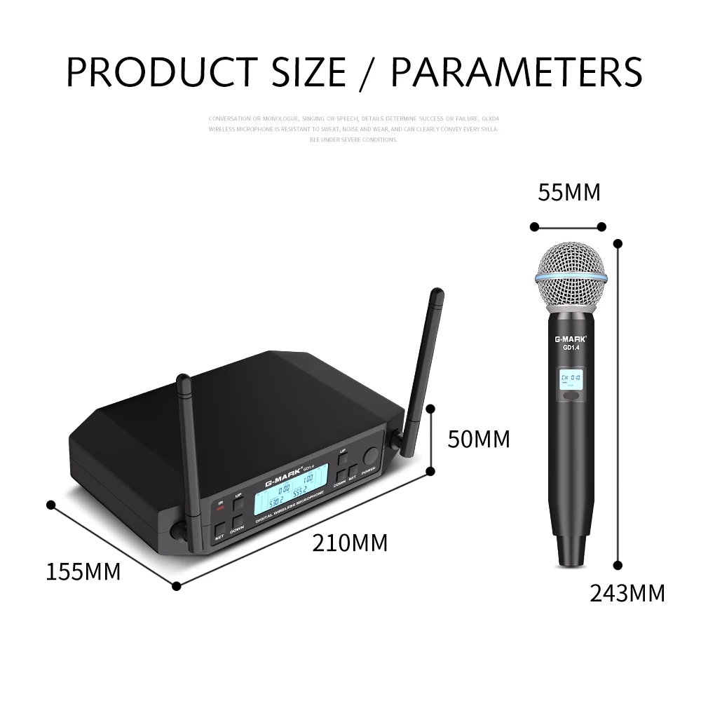 AliExpress Collection 무선 마이크 G-MARK GLXD4 전문 UHF 시스템, 무대 연설, 웨딩 쇼 밴드, 홈 파티 교회용 핸드헬드 마이크