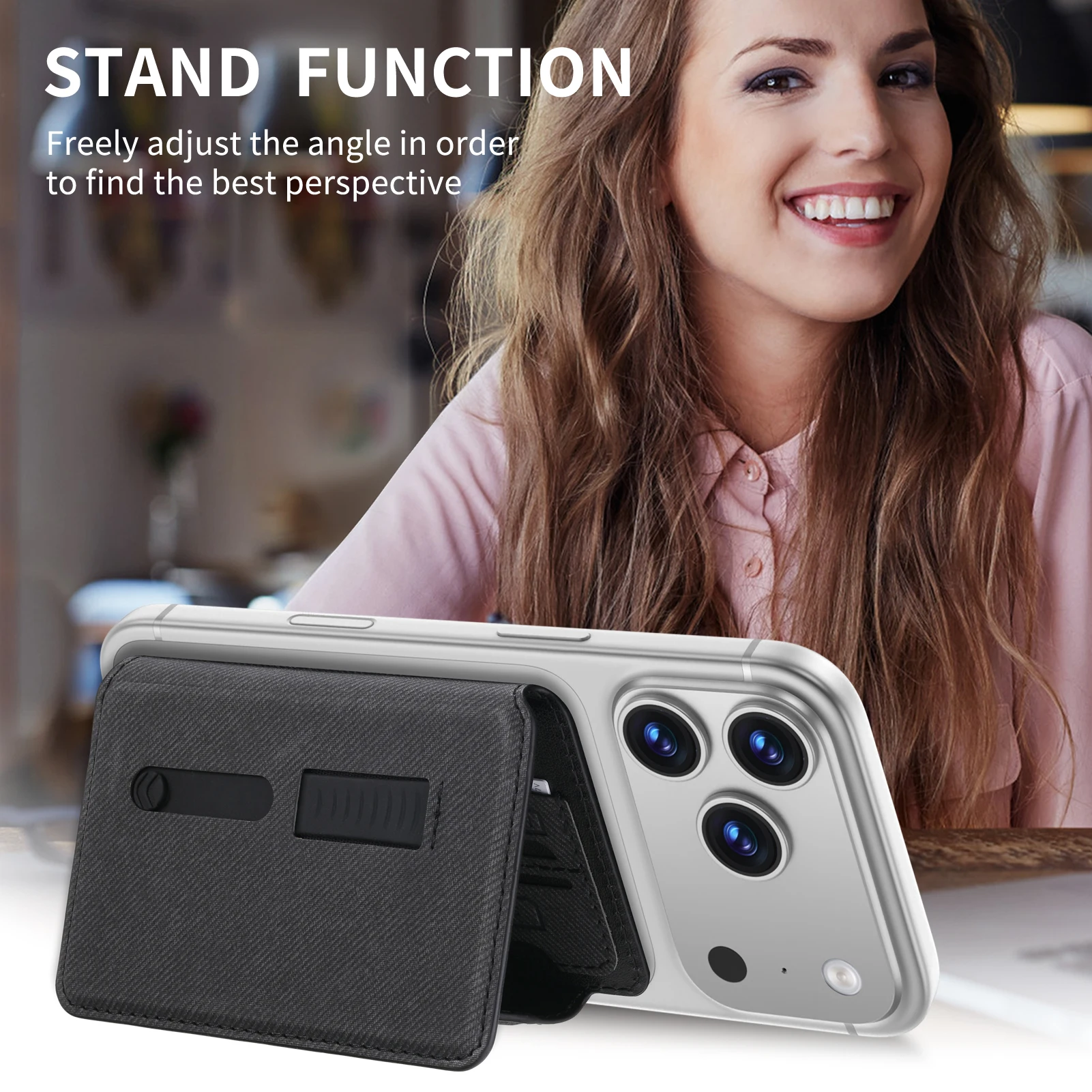 Premium Magnetic Leather Wallet with Hidden Stand & Card Holder Pocket