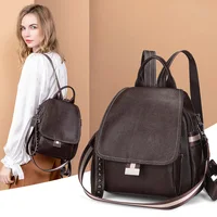 Genuine Leather Backpack Ladies Fashion Bag Pack Anti Theft Travel Bags Urban Soft Vintage Backbag Punk Style Street Personality 1