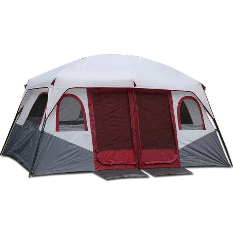 

Outdoor High Quality Two-bedroom Two-door Waterproof 4-6 8-12 Persons Rain-proof Sunshade Large Camping Tent