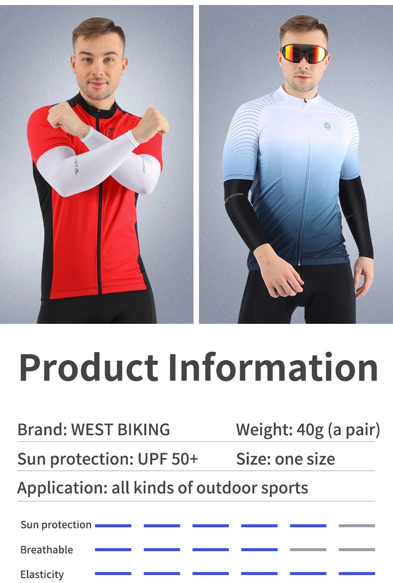 WEST ขี่จักรยานแขนแขนน้ำแข็งผ้า Breathable ด่วนแห้งวิ่งกีฬา Sun UV Protection แขนแขนขี่จักรยาน