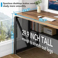 Desk with Drawer, 55" Long Computer Desk with Storage Rack and Mobile Document Cabinet, Home Office Furniture Set Executive Desk 2