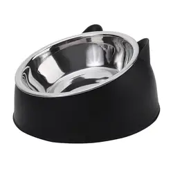 Lovely Creative Inclined Stainless Steel Pet Feeding Bowl (Black 5pcs)