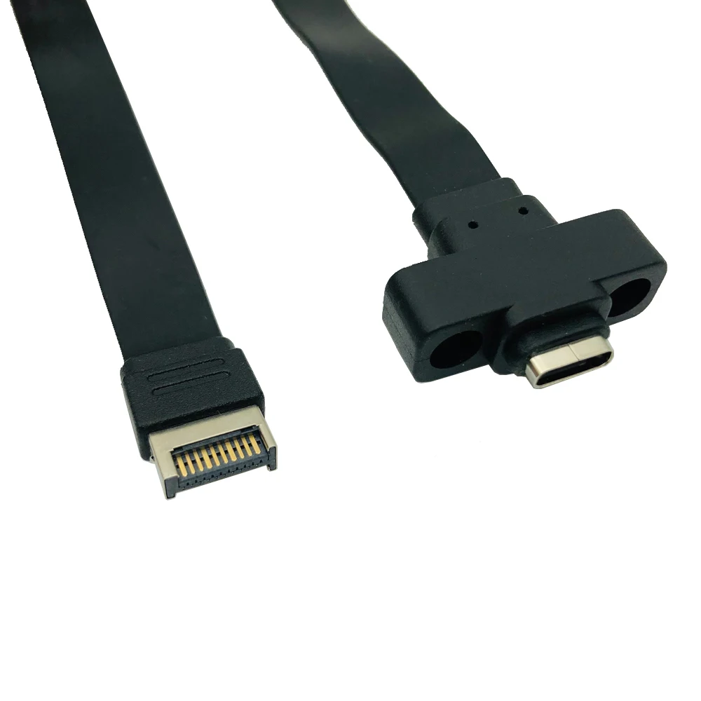 커넥터 USB 3.1 전면 패널 유형 E - 유형 C 연장 케이블 Gen 2 10Gbps 내부 어댑터 케이블(나사 2개 포함) 30cm/50cm/80cm