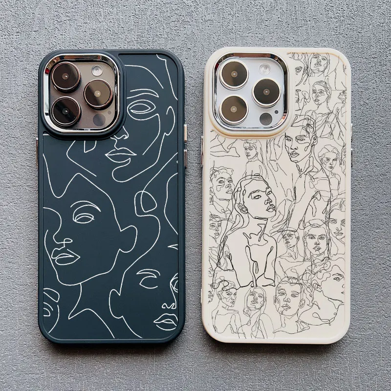 Sleek Abstract Geometric Face Art Silicone Phone Case