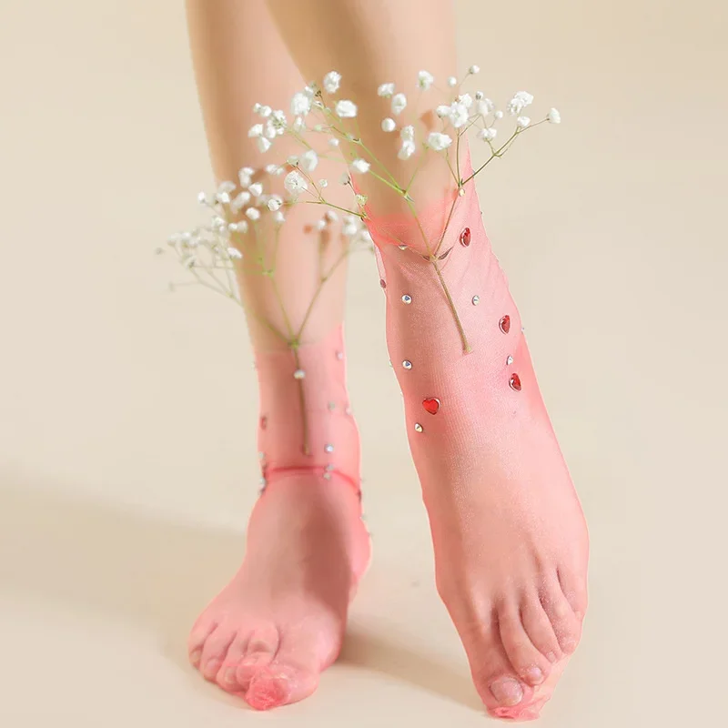 Maternidad MujerTransparent Mesh Ankle Колготки Ladies Ultra Thin Silk Stockings Socks Lolita Tulle Tights Female Medias 5