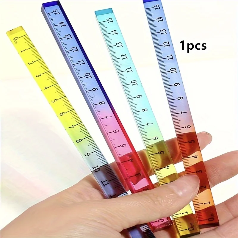 1/3개 15cm/5.91인치 그라데이션 컬러 사각자 - 기하학, 드로잉, 사무실 및 학습용 투명 다색 눈금자 - 내구성이 뛰어난 매끄러운 표면, 정확한 측정 도구, 기하학적 드로잉 도구, 선명한 디자인, 투