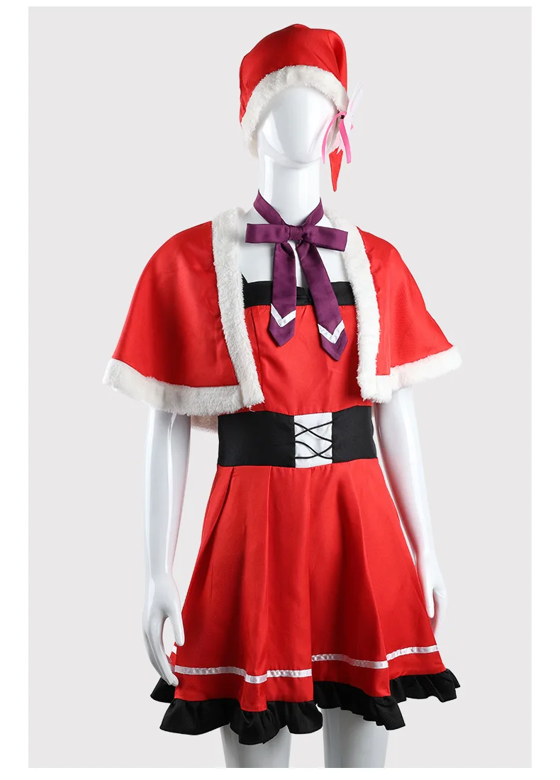 OSHI NO KO: Hoshino Ai | Christmas Red Dress Cosplay Costume 24 Generic Christmas Red Dress with Cape and Hat Cosplay Costume for Women (Unofficial)