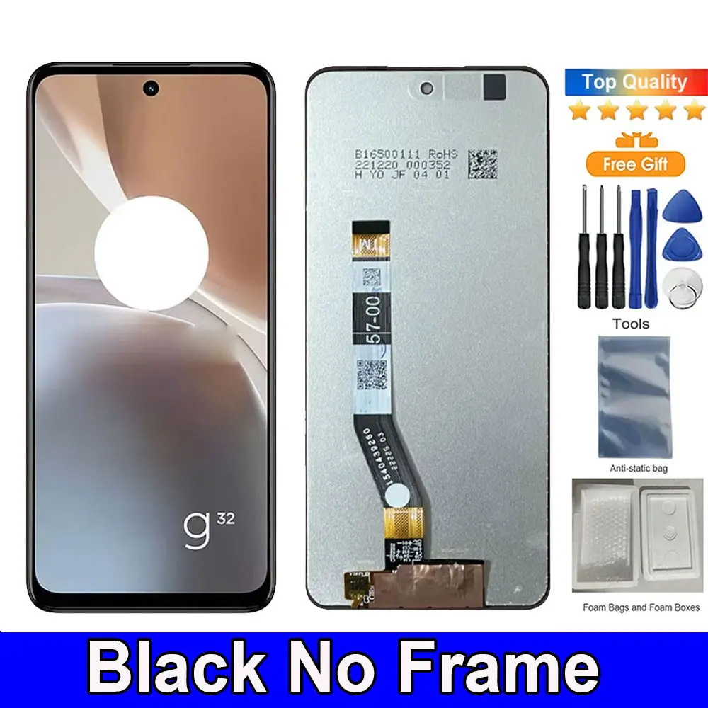 모토로라 모토 G32 메가 XT2235-2, XT2235-3 LCD 디스플레이 터치, 프레임 디지타이터 어셈블리, 모토 G32 스크린 교체용, 6.5 인치