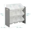 3-Tier Organizer with 9 Bins, Toy Storage, Grey/White 3