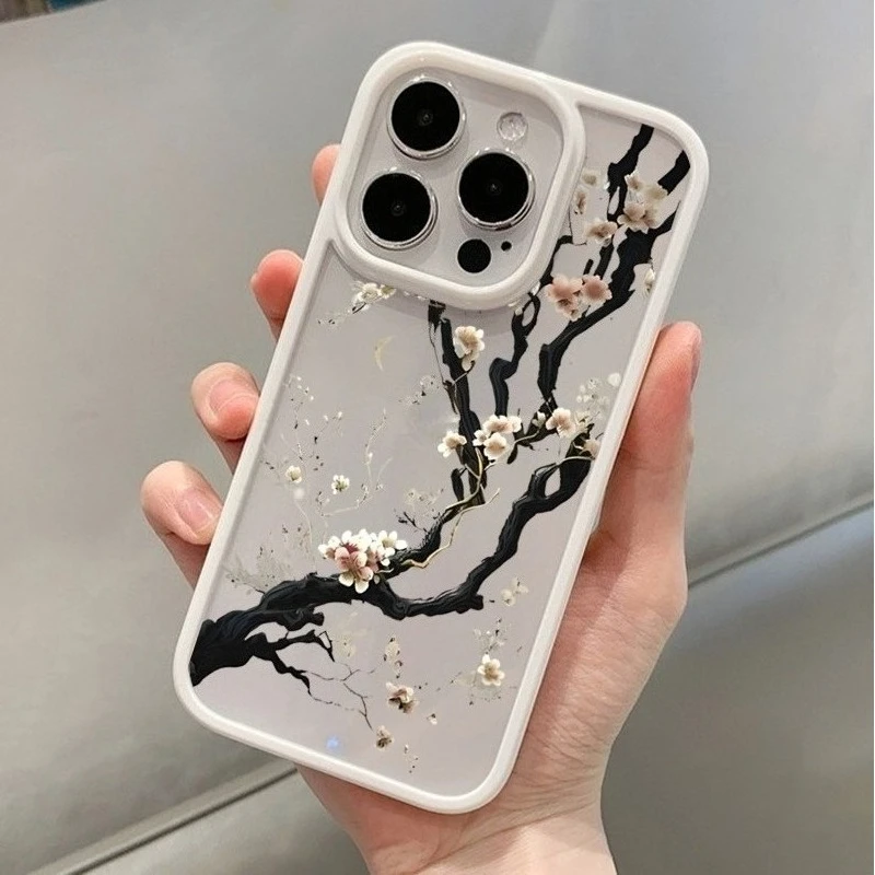 Artistic Chinese Plum Blossom Phone Case - Elegant Floral Design Cover