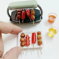 New 1/6 Scale Dollhouse Miniature Barbecue Roasters Mini BBQ Meat Ball Sausage Food for Doll House Kitchen Play Toys Accessories 1