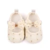 Newborn Baby Girls Mary Jane Flats Cute Bowknot Wedding Dress Shoes Non-Slip First Walkers Embroidery Flower Soft Shoes 1