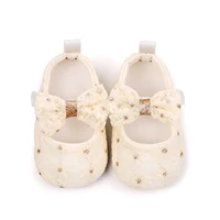 Newborn Baby Girls Mary Jane Flats Cute Bowknot Wedding Dress Shoes Non-Slip First Walkers Embroidery Flower Soft Shoes 1