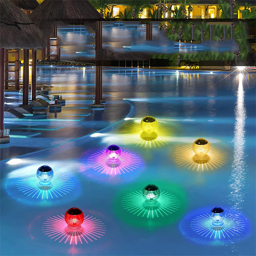 LED Glowing Floating Ball Pool Light Solar Swimming Pool Light Color Changing Underwater Fountain Globe Light Garden Pond Light