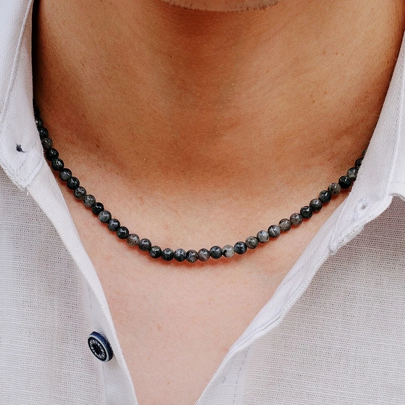 Natural Stone Men Choker Necklace Minimalist 18 Inch