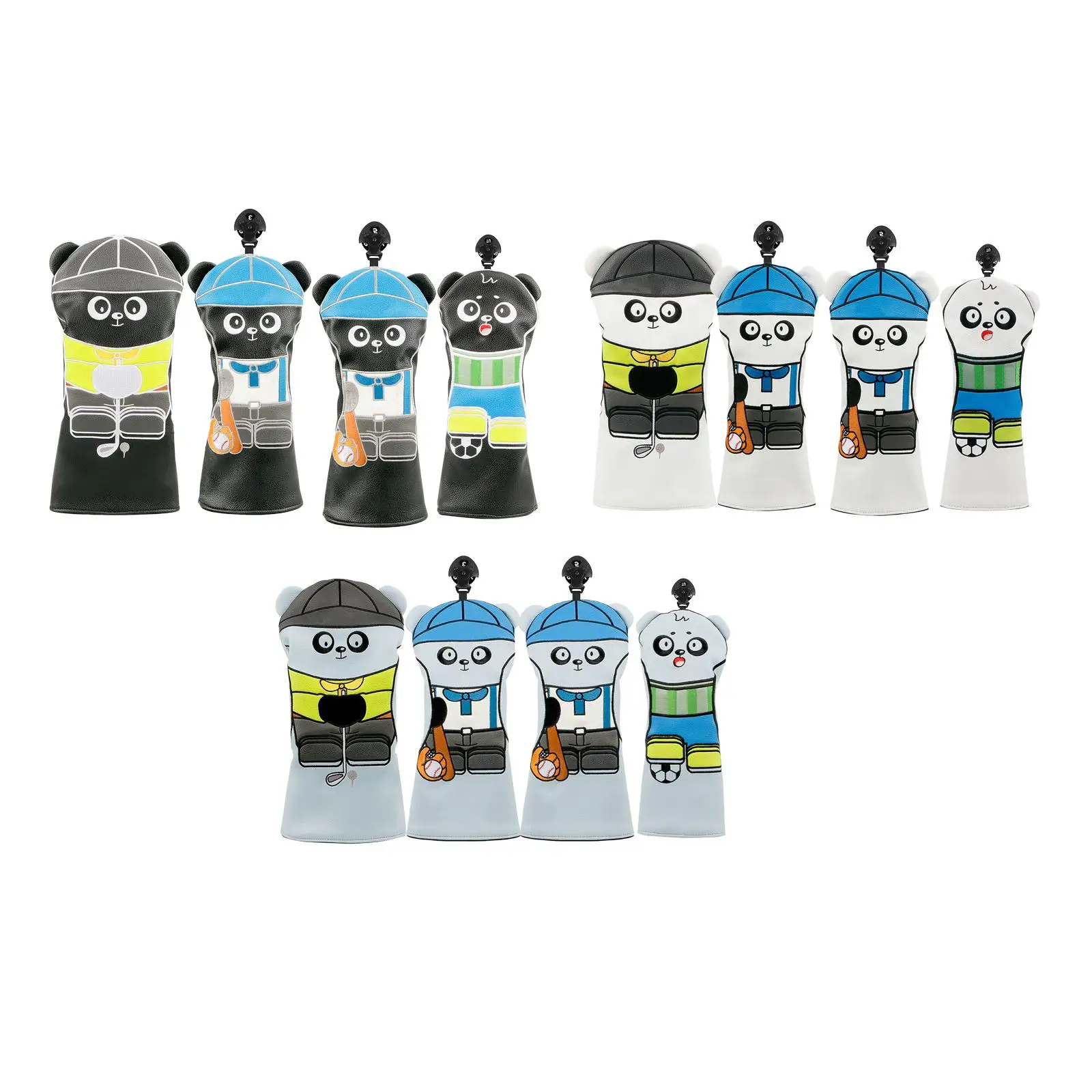 

4x Golf Club Head Covers with Interchangeable Tag Professionals Thick Golf Wood Headcover for Gift Golfer Outdoor Sports Unisex