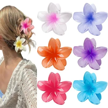 Bohemia Large Flower Acrylic Hair Claw Clip For Women Sweet Hair Claws Crab Clamp Barrettes Hawaiian Headwear Accessories Beach