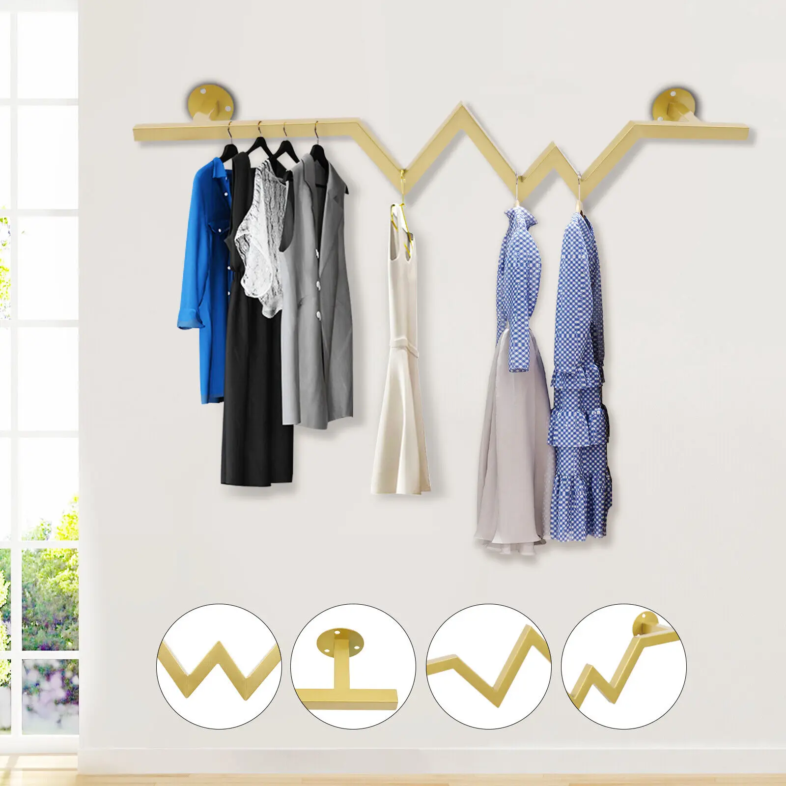 

Detractable Clothes Rack Wall Mounted Clothes Hanger Display Drying Rack Laundry