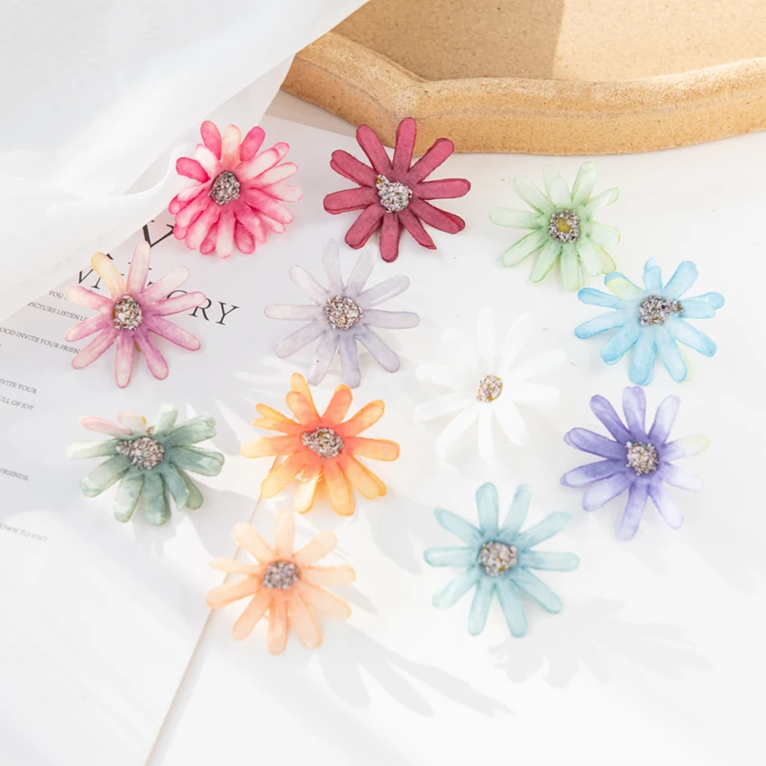 

100Pcs Silk Daisy Artificial Flowers for Wedding Party Christmas Wreath Diy Scrapbooking Home Decor Bridal Accessories Clearance