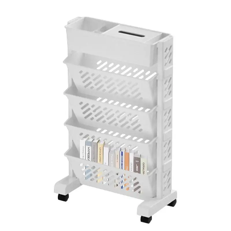 

5 Tier Mobile Storage Rack Multi-Layer Shelf With Wheels Organizer Bookshelf Table Sundry Storage Kitchen Study Storage Cabinet