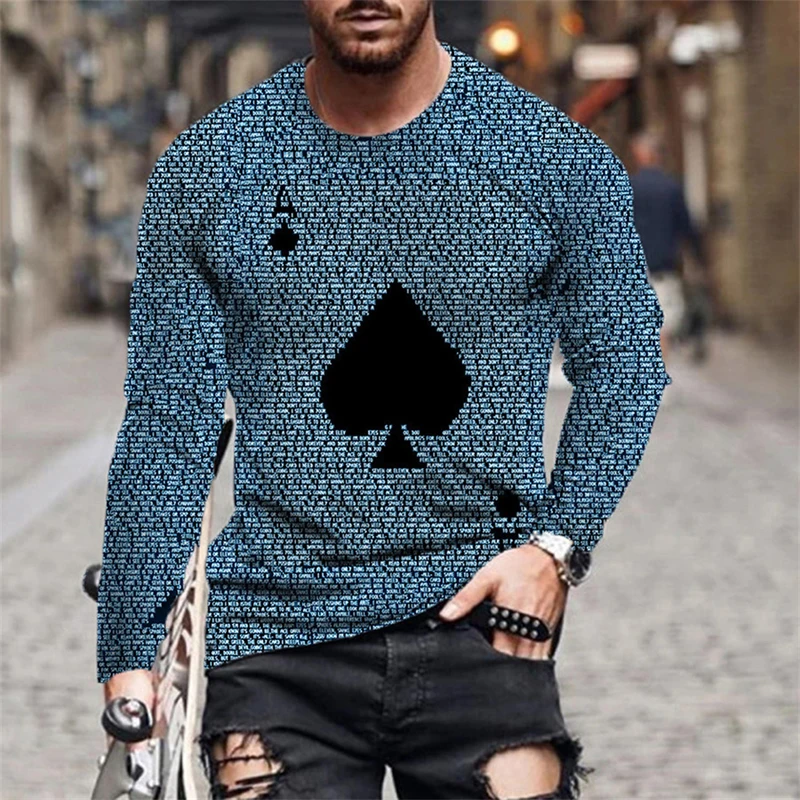 

Spade A Top 3D Printed Hip Hop Round Neck Pullover Long Sleeve Personalized Men's Fashion Casual T-shirt
