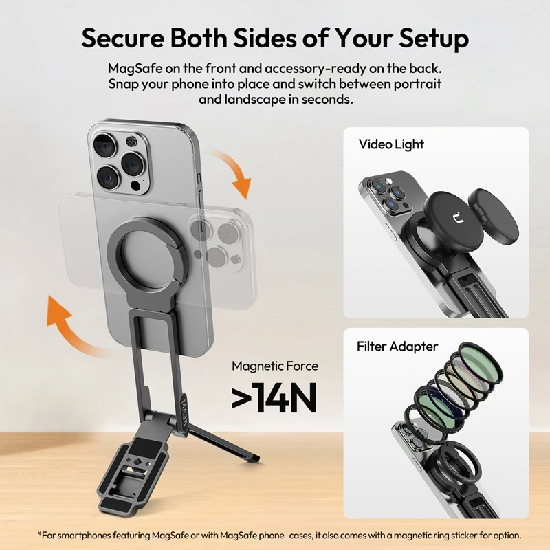 Ulanzi MA38 MagLock Phone Stand with Magnetic Base Arca-Swiss Mount for Smartphone Handheld Tripod Snap Mode Photography Vlog