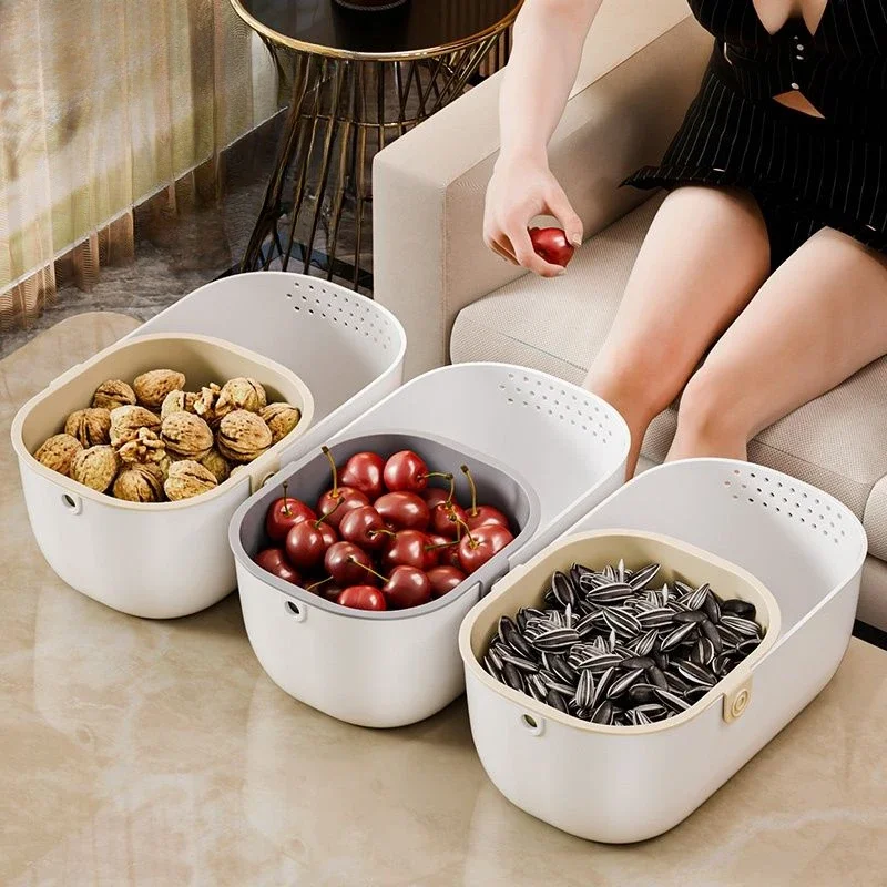 Melon Seeds Snacks Dried Fruit Fruit Box Double-layer Thickened Drain Basket Household Plate Kitchen Drain Tray
