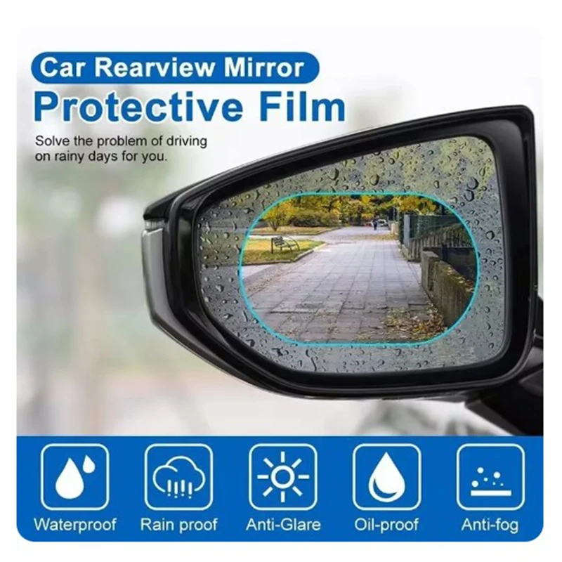 Car Rearview Mirror Protective Film Anti Fog Membrane Anti-Glare Waterproof Rainproof Car Sticker Clear Film