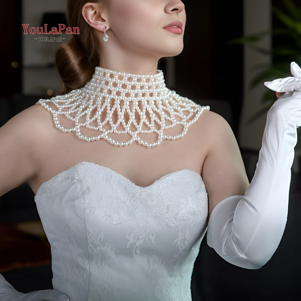 

YouLaPan Bridal Pearl Shawl Short White Wedding Accessory Bridal Bolero Glitter Covers DIY Shoulders Woman For Wedding VG94