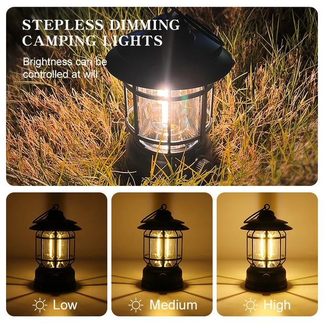 Outdoor Portable Camping Lantern Type-C Fast USB Charging Lighting Retro Camping Lamp Tent Lamp for Hiking Climbing Yard - AliExpress